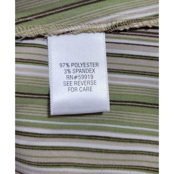 Croft & Barrow Green Tan Striped Button Up Top 1X Plus New With Tags Collard - Picture 5 of 5
